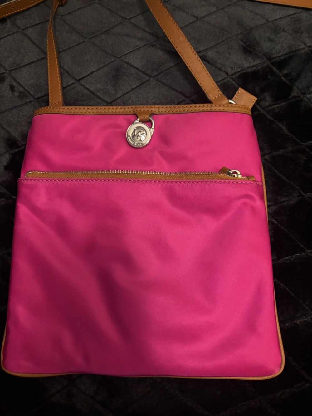 Michael Kors Fuchsia Crossbody with Tan Trim